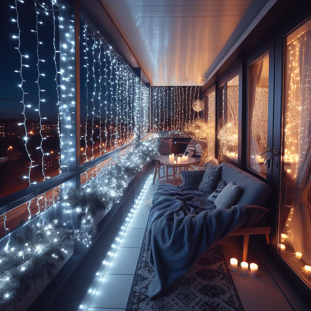osvětlený balkón
