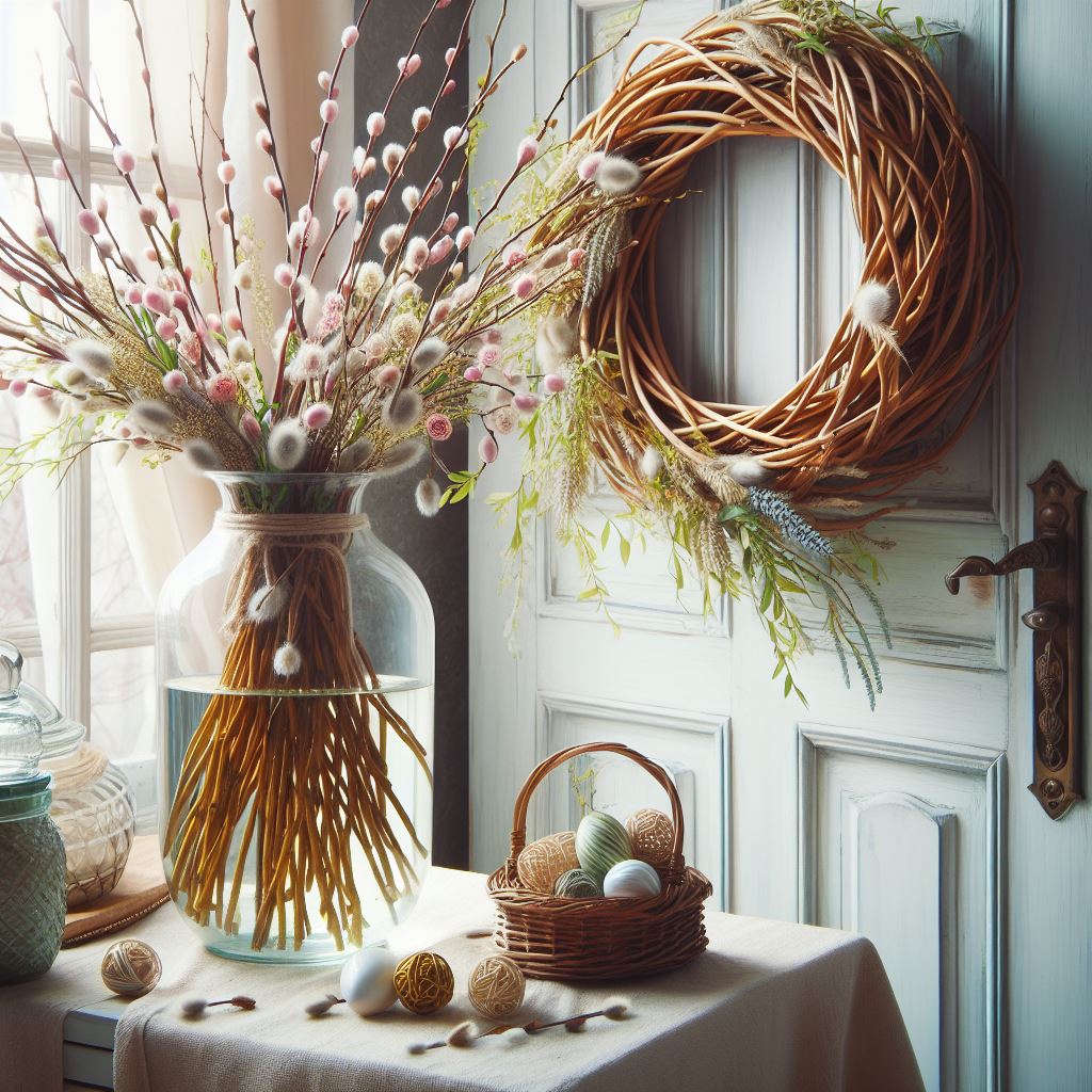 jarní dekorace z kroucené vrby